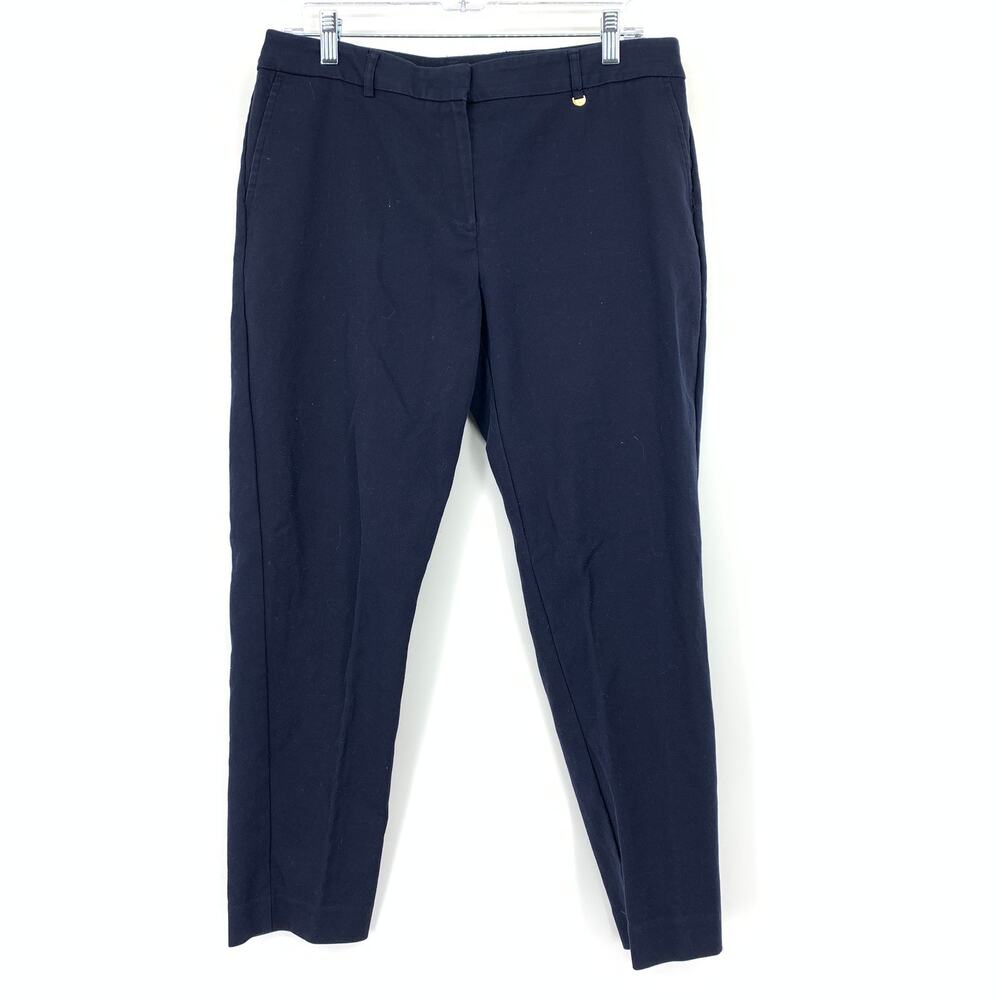 Jones New York The Grace Ankle Chino Pant Womens Sz 10 Navy Blue Stretch Cotton